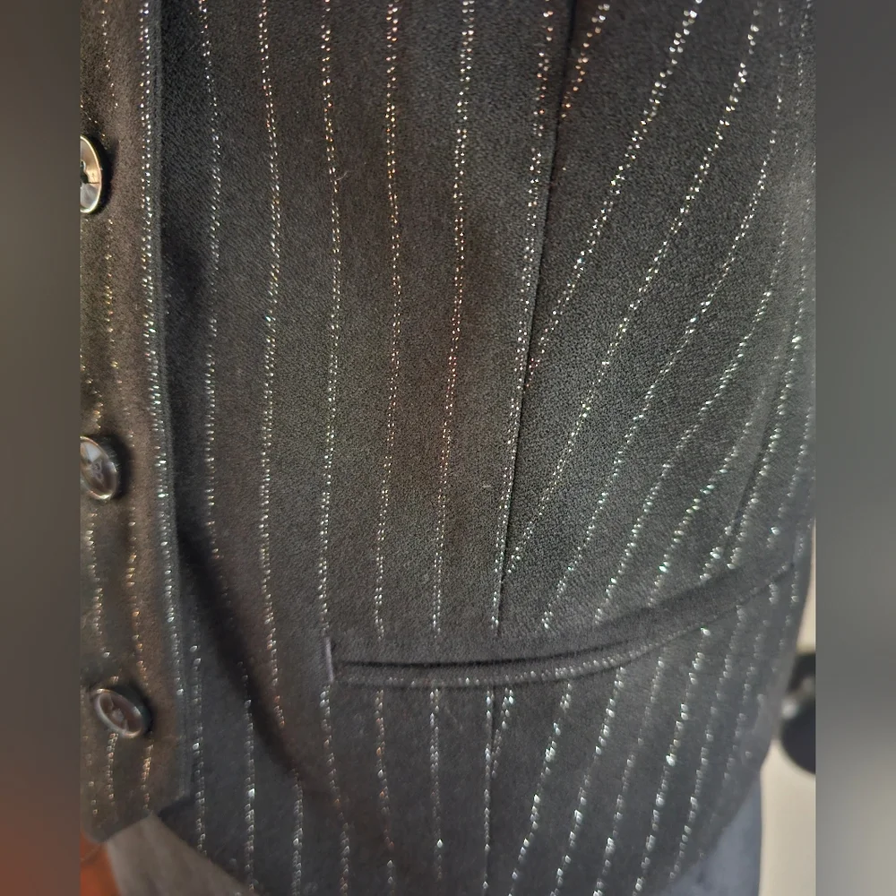 Mave Metallic Striped Vest Blk Slvr XS Excellent Condition Anthropologie - Picture 2 of 11